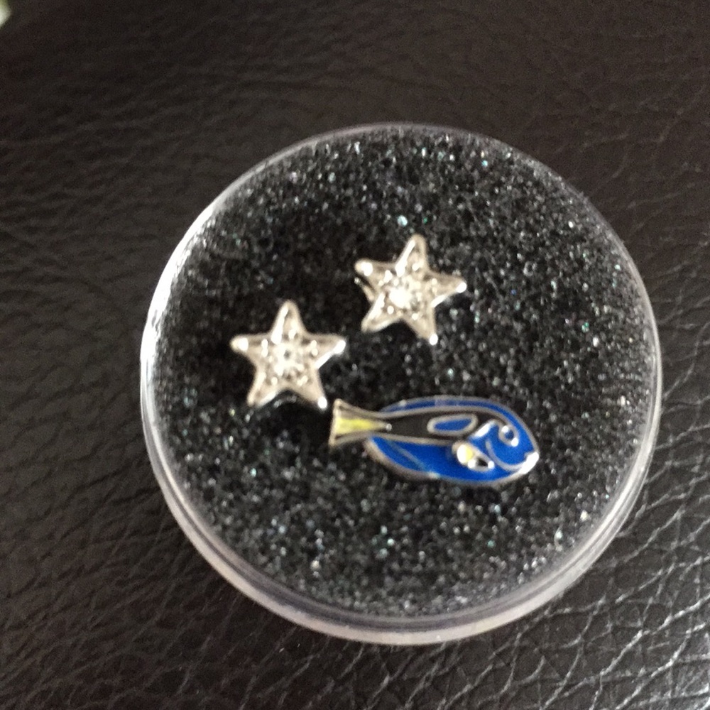 Origami Owl Disney Finding Dory Blue Tang Fish Starfish Locket Charms Set of 3